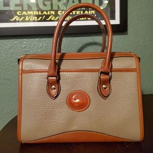 Vintage Dooney & Bourke All Weather Leather Tan & Beige Handbag